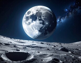 Lunar Landscape with Full Moon.