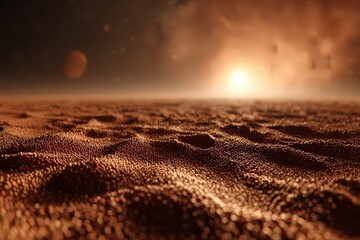 Red Planet Landscape with Sunset