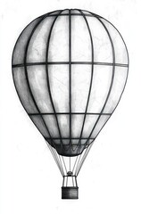 Obraz premium Detailed monochrome sketch of a classic hot air balloon with a large envelope and suspended basket below
