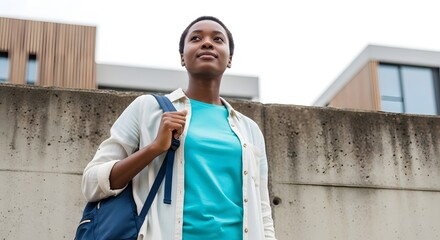 Young African Woman Smiling While Whisking Batter in a Kitchen