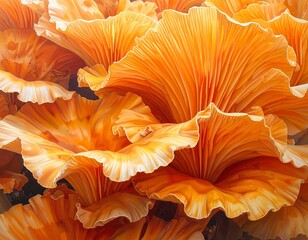 Closeup View of Orange Mushrooms.
