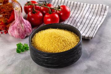 Vegan cuisine - raw dry couscous