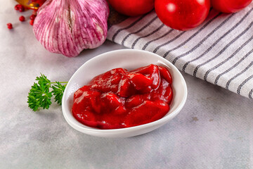 Red spicy tasty tomato ketchup