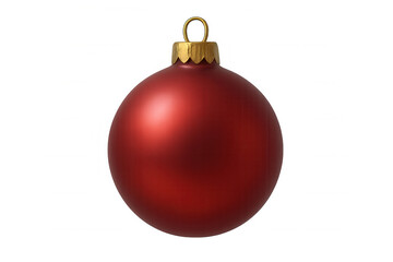 Red christmas bauble ornament with golden cap, festive holiday decoration, isolated on transparent background