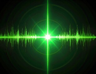 Green sonic waveform with central cross-shaped bright burst
