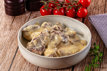 Beef stroganoff stew meat with cream