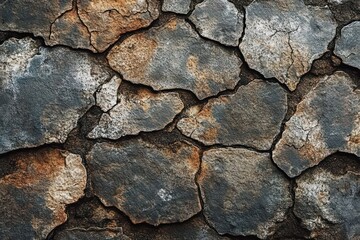 Close-up of cracked, dry, and textured earth with varying shades of gray and brown creating an arid, weathered surface