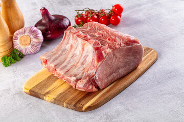 Raw pork loin with bone