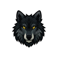 Fierce Black Wolf Head Cartoon Vector Illustration Mascot

