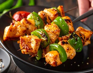 Grilled Chicken and Peppers Skewers.
