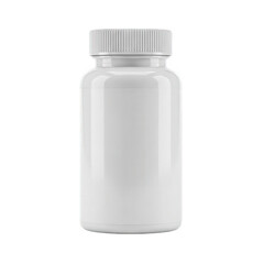 Empty White Pharmaceutical Pill Bottle with Screw Cap for Supplements or Medication Storage
