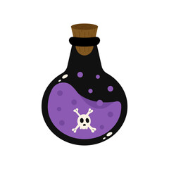 Bottle of witch potion. Poison in a Jar for Halloween. Vector illustration.