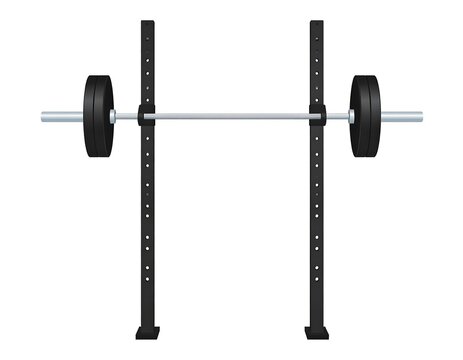 Weightlifting barbell resting on supports