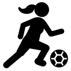 3d icon of silhouette of a woman playing soccer