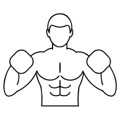 3d icon of line art illustration of a muscular man with boxing gloves
