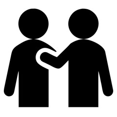 3d icon of two people icon, one with hand on the others shoulder, symbolizing support and friendship