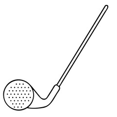 3d icon of simple line art of a golf club and ball