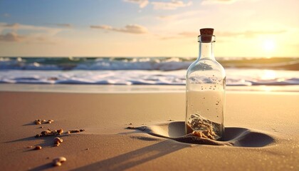Obraz premium Glass Bottle in Sand