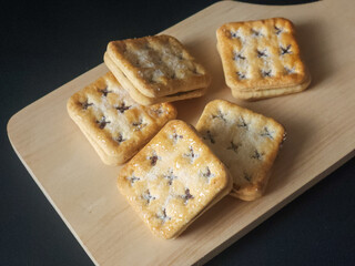 chocolate coated crackers biscuit on a plate