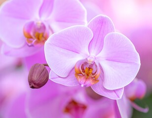Close-up of delicate pink orchids