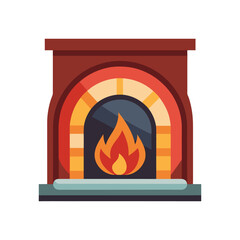 Minimalist Fireplace Icon | Flat Winter and Christmas Symbol Design