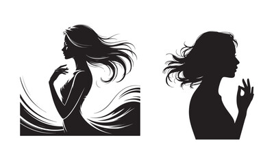 Elegant female blowing kiss in black silhouette