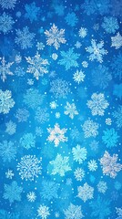 Winter wonderland filled with colorful snowflakes on a blue background capturing the essence of the season
