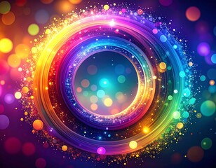 Vibrant concentric circles with sparkling lights