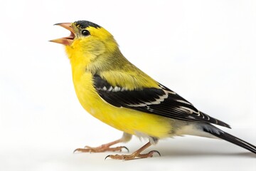 Obraz premium American Goldfinch Calling Isolated on White