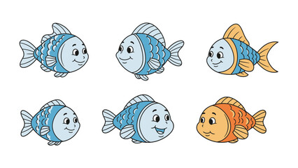 Aquatic Delight: Animated depiction of a shoal of happy, whimsical fish, showcasing playful designs in soft shades. A visual treat for young audiences.