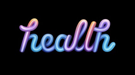 Colorful text design emphasizing the word "health" on a dark background.