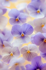 Floating petals dance in the soft breeze, creating a vibrant tapestry of light violet and white blossoming beauty