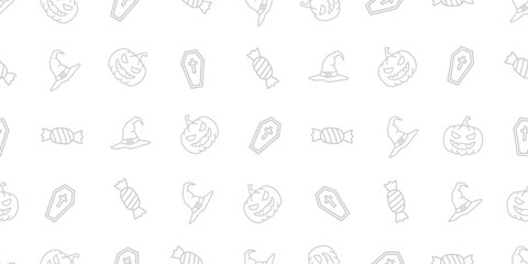 ハロウィンアイコンのシームレスパターン・背景素材 Seamless Pattern of Halloween Icons Background Design