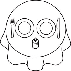 Romantic Dinner Table Vector – Line Art Candlelight Date Illustration