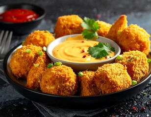 Crispy Cauliflower Bites with Spicy Dip.