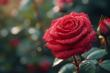 red roses blooming in the rose garden