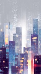 Colorful Futuristic Cityscape At Night