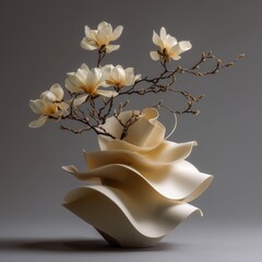 Elegant vase showcases delicate floral arrangement in soft tones, perfect for enhancing any modern decor style