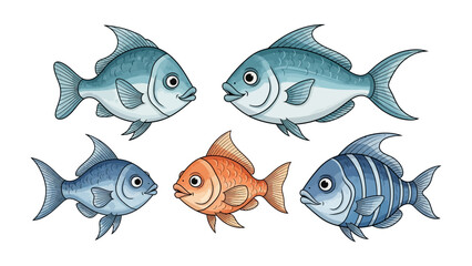 Aquatic Harmony: A delightful array of aquatic life, gracefully illustrated, showcases a symphony of vibrant colors and intricate textures, reflecting the mysteries of the deep ocean.