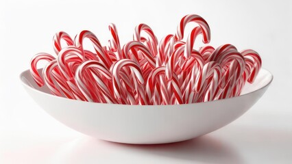 A Bowl Full of Classic Red and White Striped Candy Canes.