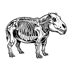 Monochrome Hippo Skeletal and Muscular Anatomy