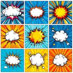 Collection of comic book style speech bubbles