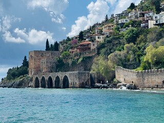 Naklejka premium view of the old town of alania turkey 