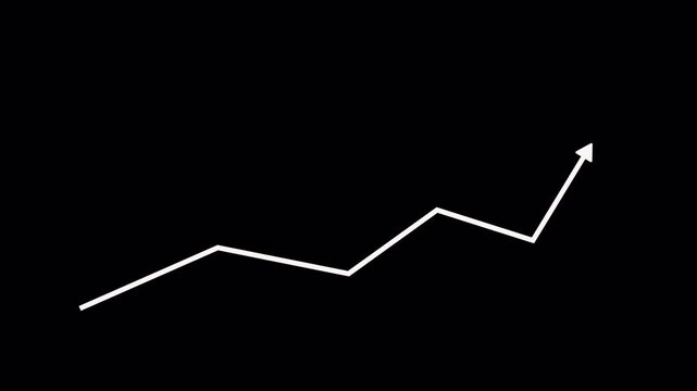 4k stock | White arrow on black background for financial presentations, growth concepts, success strategies. Upward trend symbol for infographics, reports, websites.