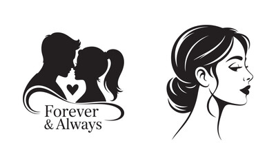 Romantic female profile sending love vector art