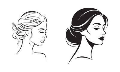 Woman silhouette blowing kiss with hearts illustration