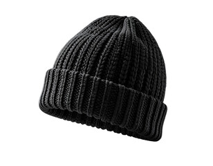 Classic Ribbed Knit Black Cuffed Beanie Mockup Design