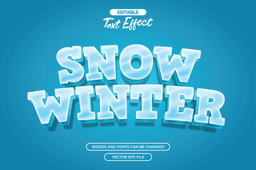 Snow winter editable text effect with glowing effect