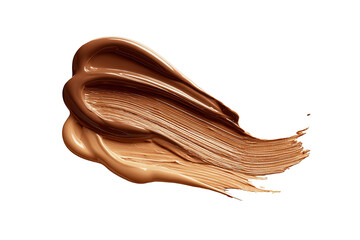 Swirling, light beige makeup foundation smudge on transparent background