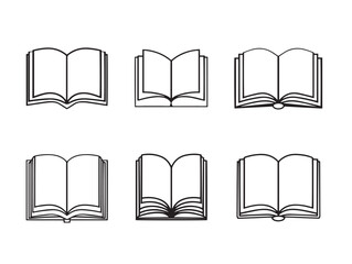 Stylish Open Book Cover Icons Set Minimal Vector